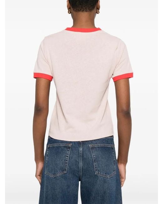 A.P.C. Pink Raya Contrast-Trim T-Shirt