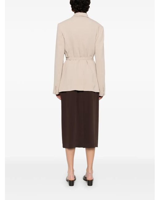 P.A.R.O.S.H. Natural Belted Double-Breasted Fitted Jacket
