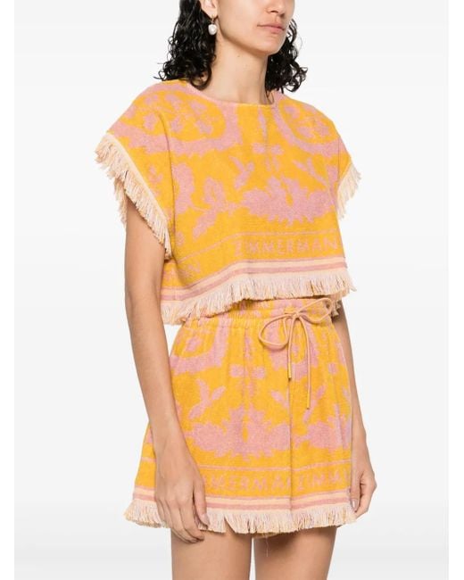 Zimmermann Orange Wylie Patterned Terry Top