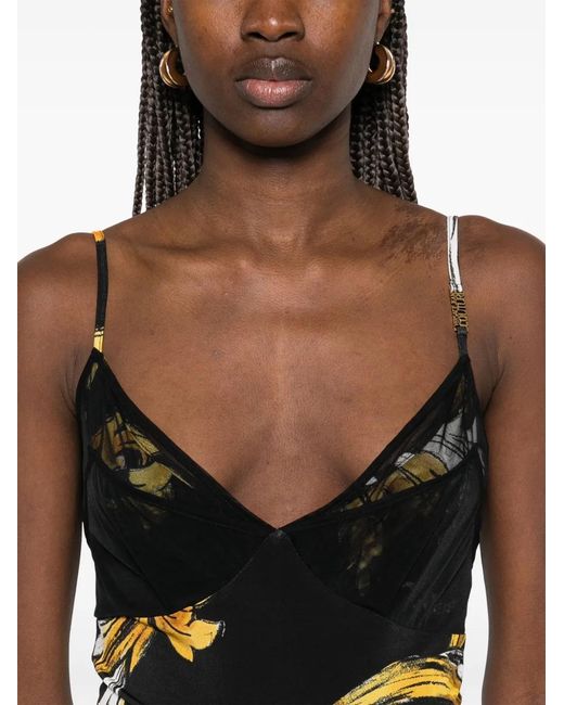 Versace Jeans Couture Black Barocco Mesh Top