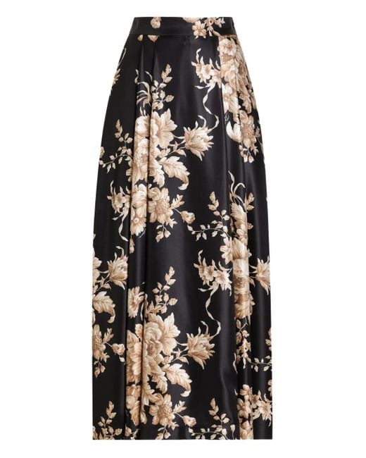 Dolce & Gabbana フローラル プリーツスカート Black