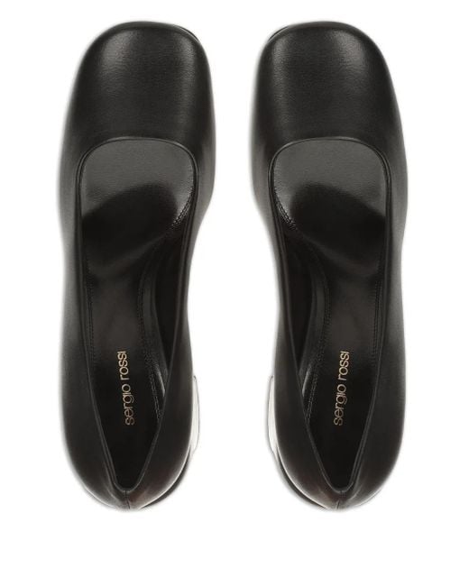 Sergio Rossi Black 80Mm Square Block-Heel Pumps