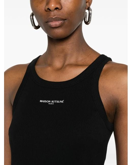 Maison Kitsuné Geribbelde Jurk in het Black