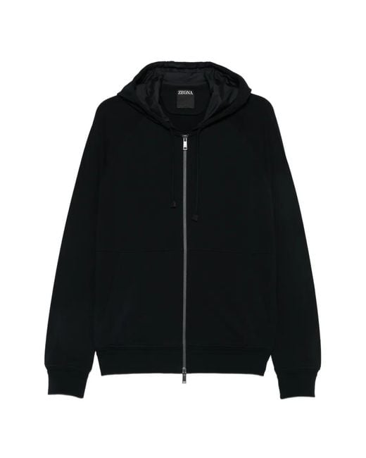 Zegna Black Cotton-Jersey Hoodie for men
