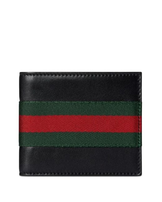 Gucci Black Web Stripe Bifold Wallet for men