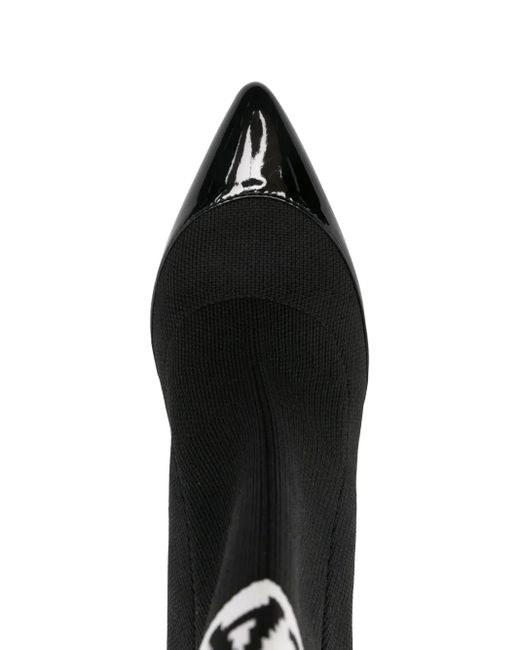Just Cavalli Black Intarsia-Logo Ankle Boots