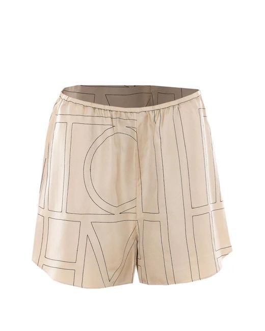 Totême Natural Monogram-Print Shorts