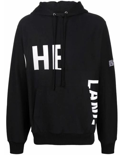 Helmut Lang Blue Logo-Print Pullover Hoodie for men