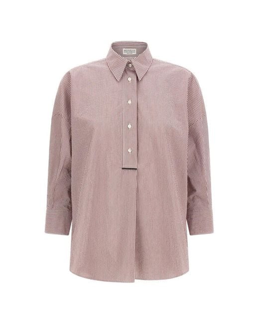 Brunello Cucinelli Pink Bordeaux Cotton Polyester Shirt