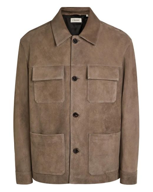 FRAME Brown Chore Suede Overshirt for men