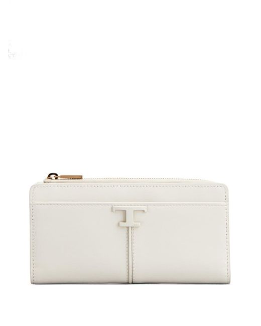 Tod's White T Timeless Leather Wallet