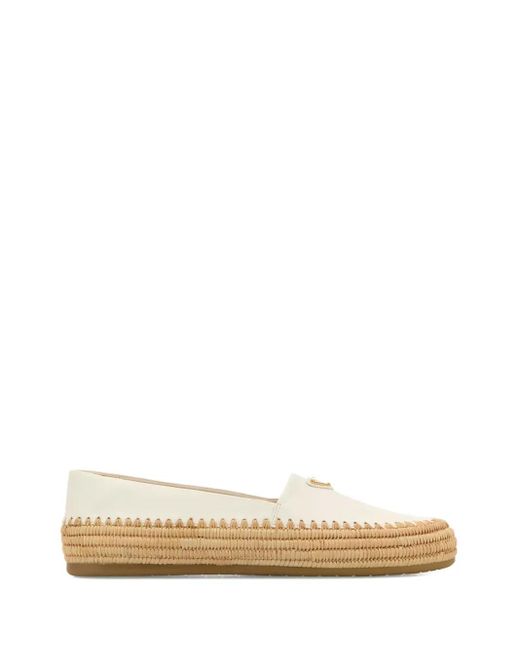 Prada Natural Gewebte Espadrilles aus Leder