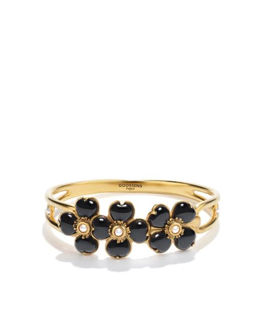 Goossens Metallic 24Kt Plated Clover Quartz And Pearl Bracelet