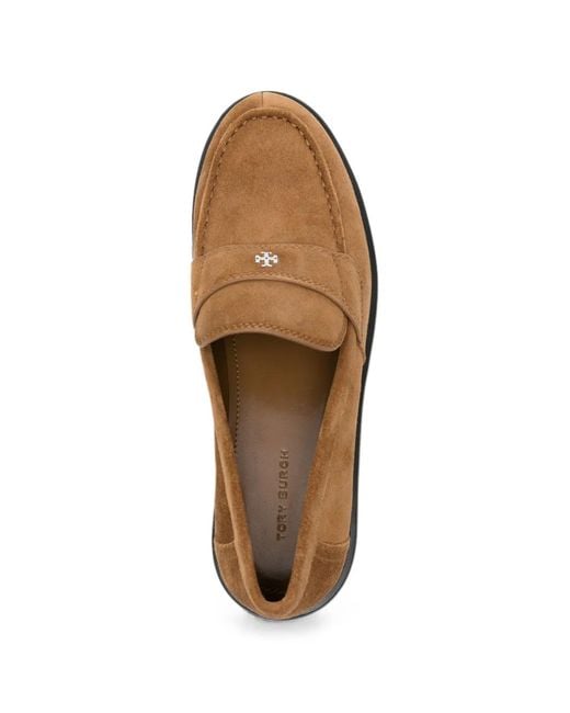 Tory Burch Brown Logo-Plaque Chunky-Sole Loafers