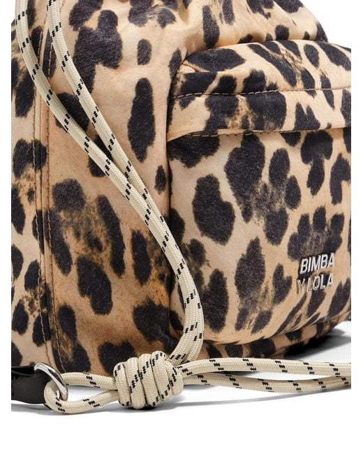 Bimba Y Lola White Drawstring Leopard Mini Bag
