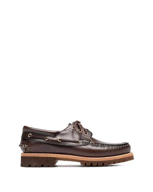 Officine Creative Brown Heritage Flexi 001 Leather Boat Shoes for men