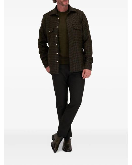 Fedeli Green Round-Neck Wool Sweater for men