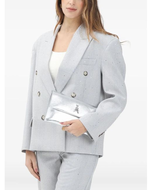 ViCOLO Gray Sequin-Embellished Double-Breasted Blazer