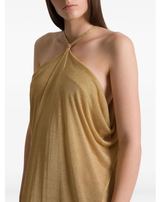 Alberta Ferretti White Halter-Neck Draped Maxi Dress