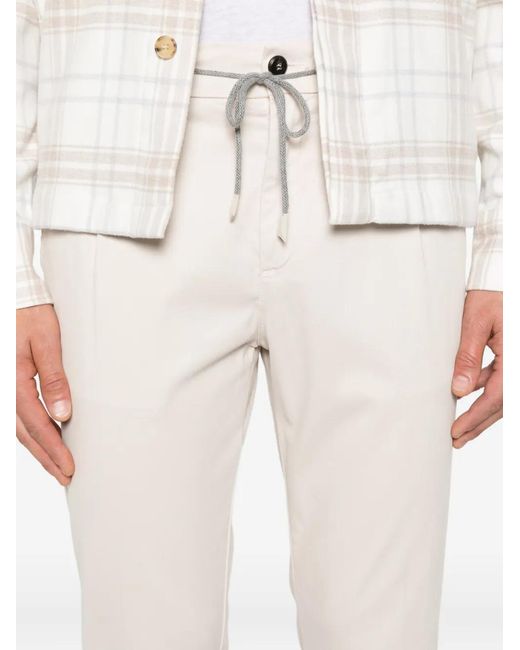 Eleventy White Pleated Drawstring Trousers for men