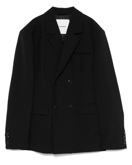 Nanushka Black Double-Breasted Blazer