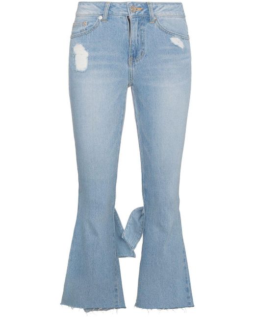 SJYP Denim Cropped Kick Flare Jeans in Blue Save 37 Lyst