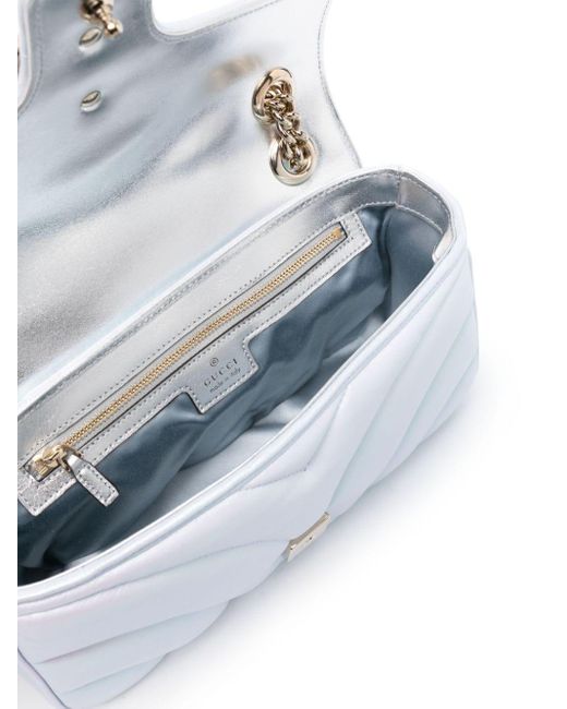 Bolso de hombro GG Marmont pequeño Gucci de color White