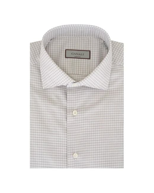 Canali Gray Checkered Shirt for men