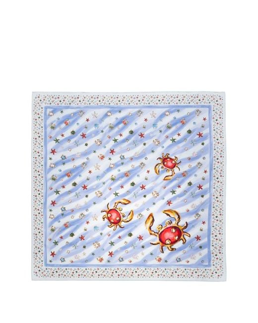 Eshvi Blue Printed Silk Scarf