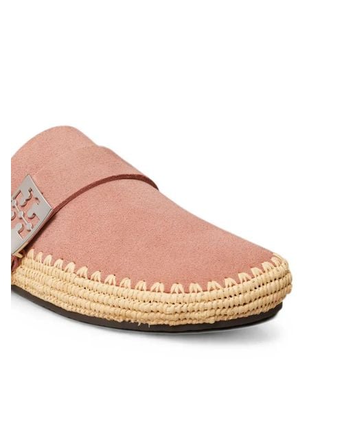 Tory Burch Pink Mules Mellow En Raphia