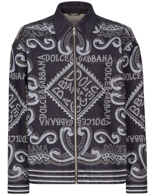 Dolce & Gabbana Shirtjack Met Logoprint in het Black voor heren