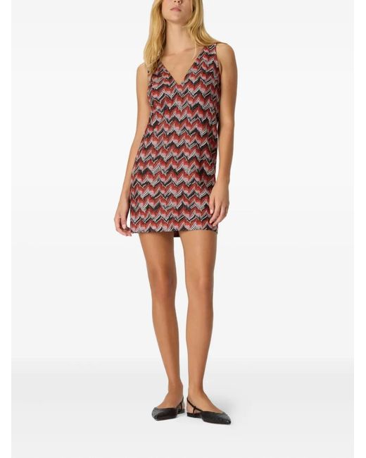Missoni Red Zigzag-Pattern Mini Dress