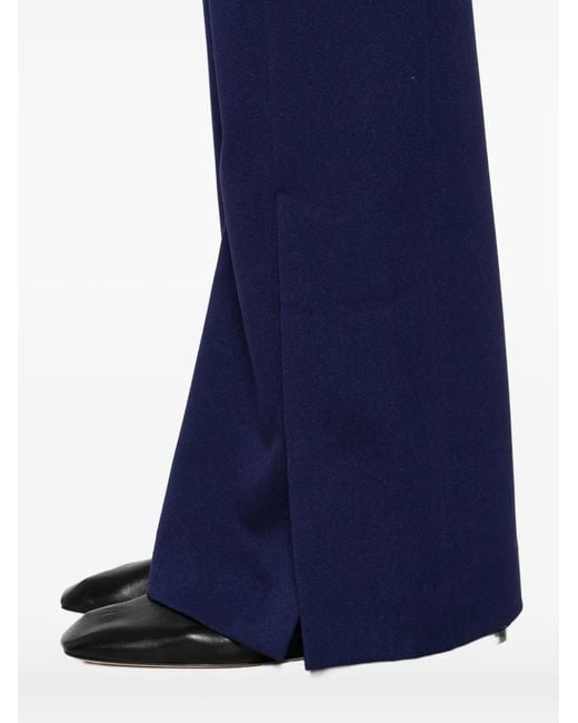 Patrizia Pepe Blue Embroidered Split-Hem Trousers