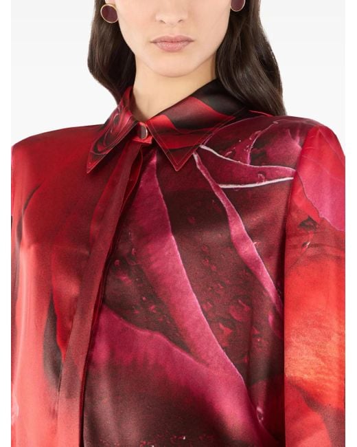 Roberto Cavalli ローズプリント ミニドレス Red
