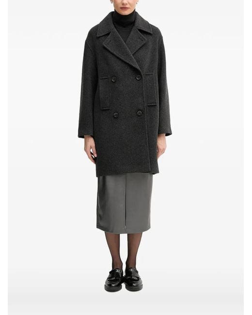 MARC AUREL Black Pocket Double-Breasted Coat