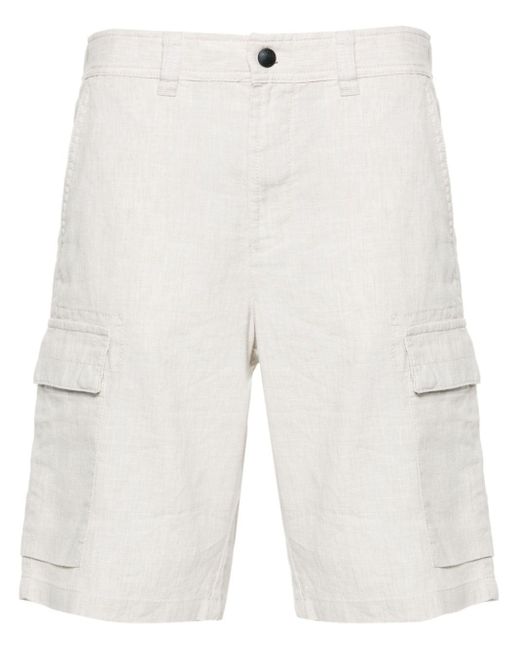 メンズ Boss Linen-blend Cargo Shorts White