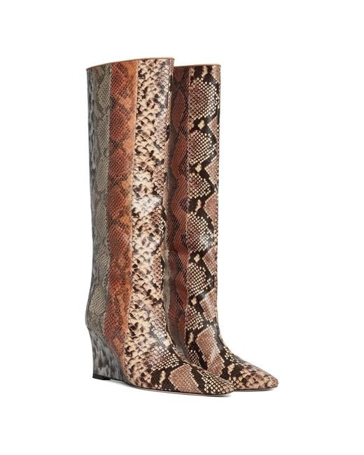 Cynthia Rowley Brown Snakeskin-Effect Wedge Boots