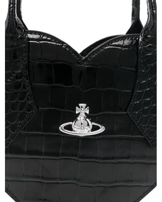 Vivienne Westwood Black Heart-Shape Embossed Tote Bag