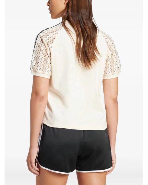 Adidas White Cali 3-Stripe Mesh-Insert T-Shirt