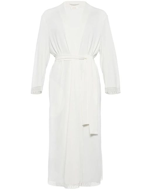Eres White Violette Lace Trim Robe