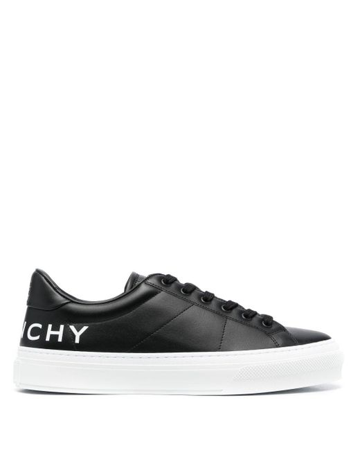 Givenchy Black Logo-print Leather Sneakers for men