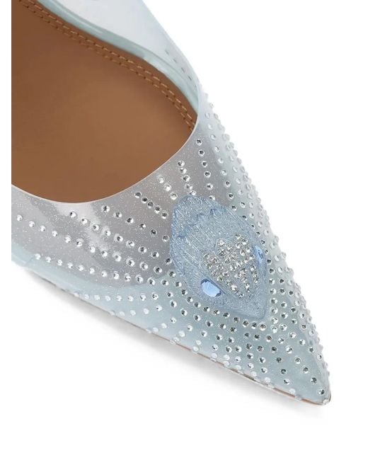 Kurt Geiger White Crystal-Embellished Eagle Pumps