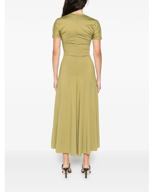Victoria Beckham Blaire Midi-Jurk Met Korte Mouwen in het Green