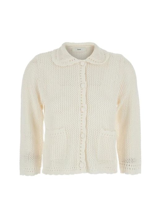 DUNST White Cardigan En Maille Ajouré