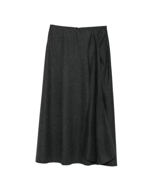 Giorgio Armani Black Asymmetric Draped Midi Skirt