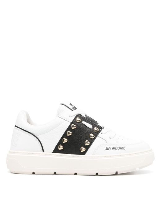 Love Moschino White Glitter-embellished Sneakers