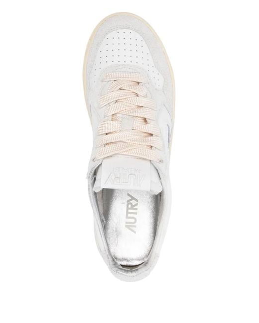 Autry White Platform Low Lea/Stars