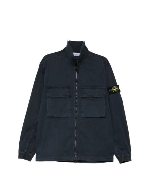 Stone Island Blue Logo-Patch Jacket for men