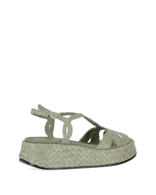 LA ROSE Green Maui Platform Sandals