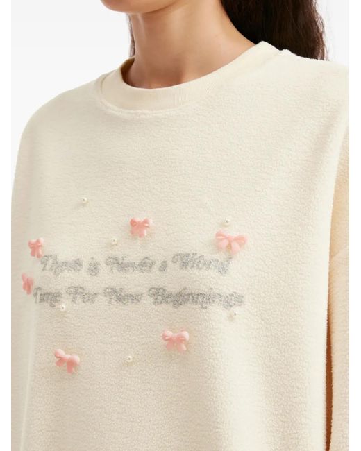B+ AB White Bow-Embellished Sweater